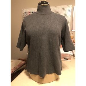 Ann Taylor Boxy Short Sleeve Turtleneck Grey Knit